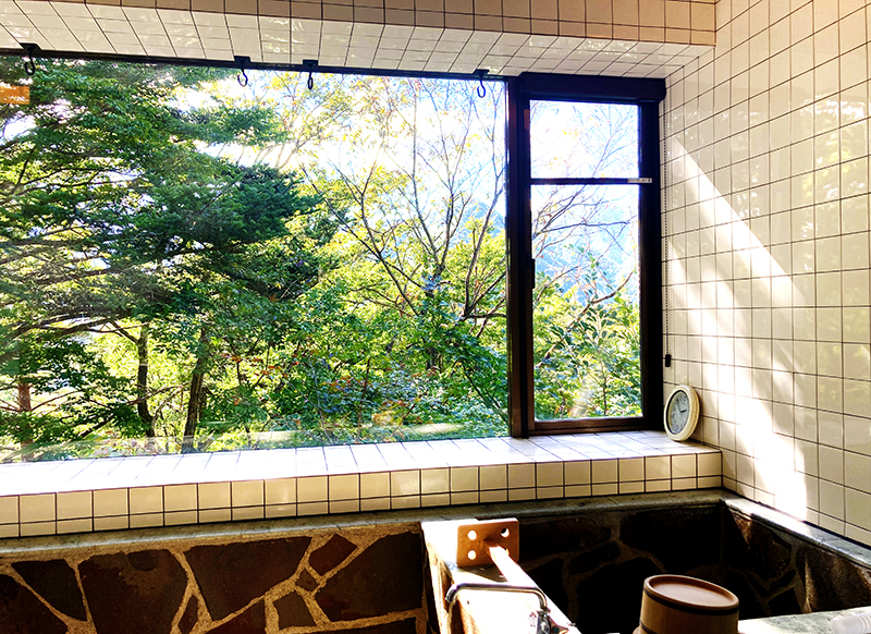 大きな窓のある眺望の良い浴室