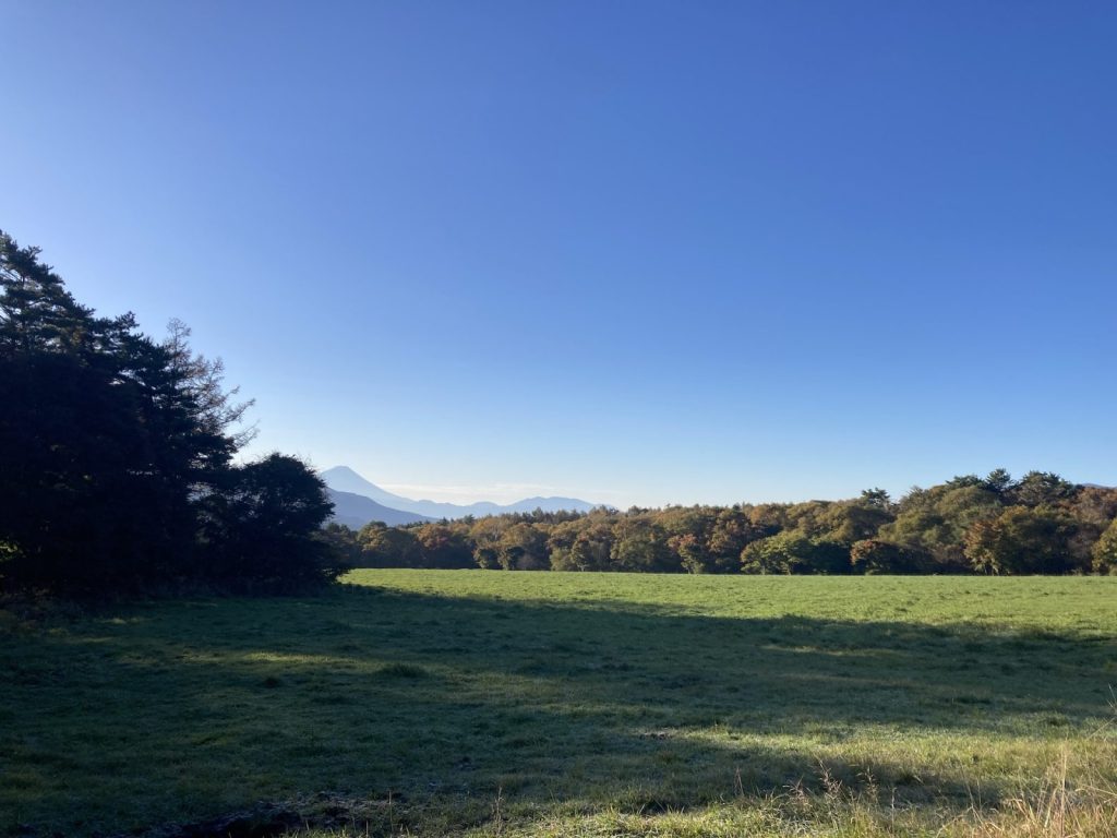 清里の牧草地から富士を望む