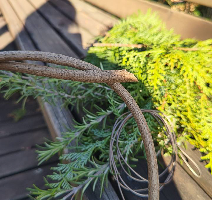 天然素材.エバーグリーン,簡単 クリスマスリースの作り方。ナチュラルリース,リース,クリスマリース,