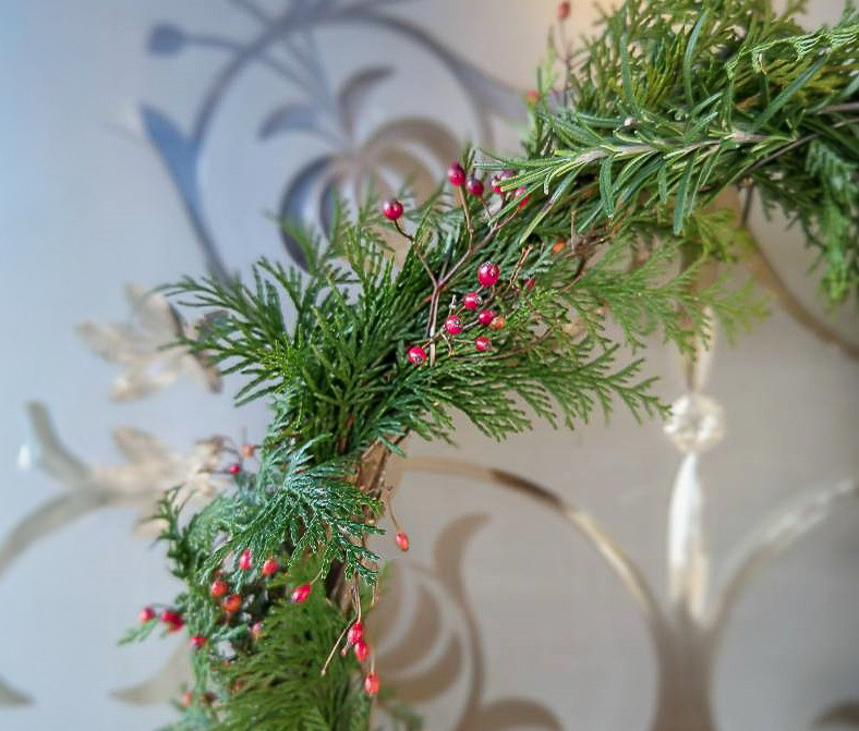 エバーグリーン常緑樹.ナチュラル,クリスマスリース,ハンドメイド,作り方